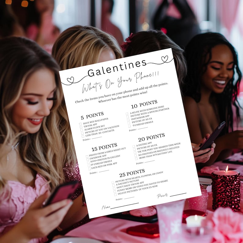 Galentines Girls Night Game What's On Your Phone Instant Download